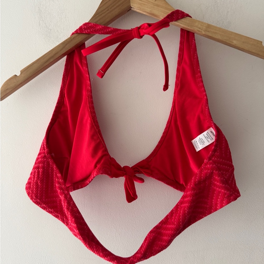Aerie Womens Red Triangle Padded Halter‎ Bikini Swim Suit Top - Picture 3 of 5